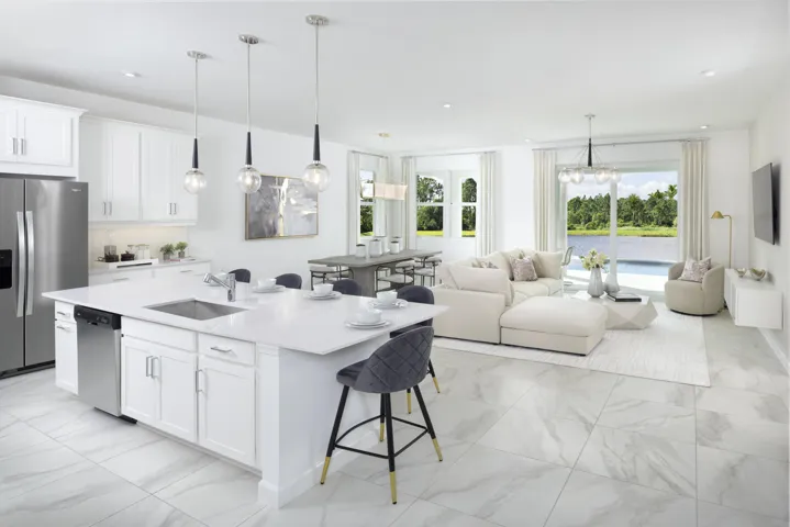 Stock photos represent builder's floorplan