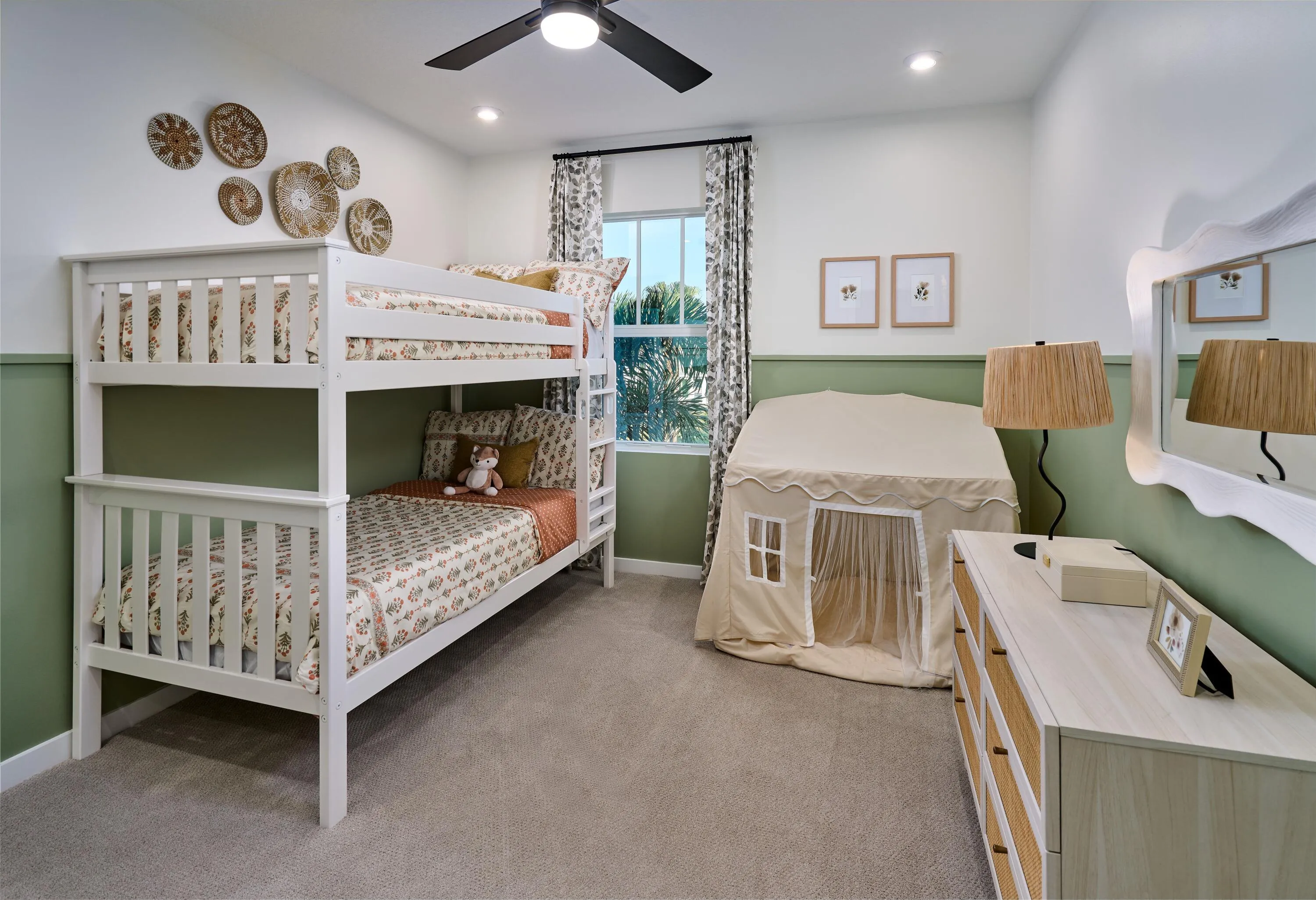 Stock photos represent builder's floorplan