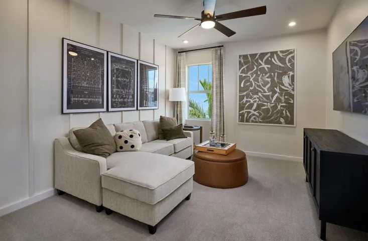 Stock photos represent builder's floorplan
