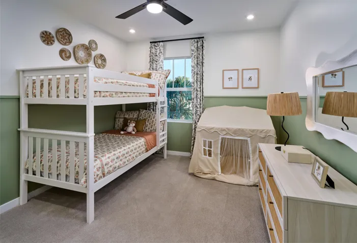 Stock photos represent builder's floorplan