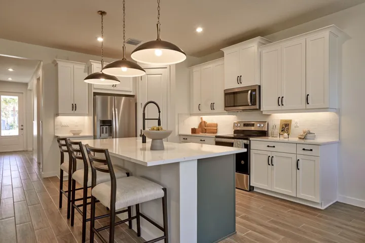 Stock photos represent builder's floorplan