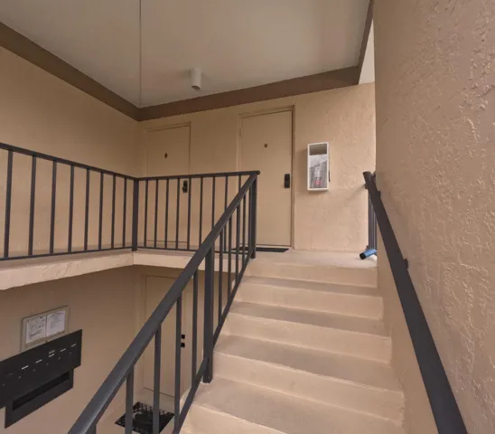 Main door on left/ kitchen door on right