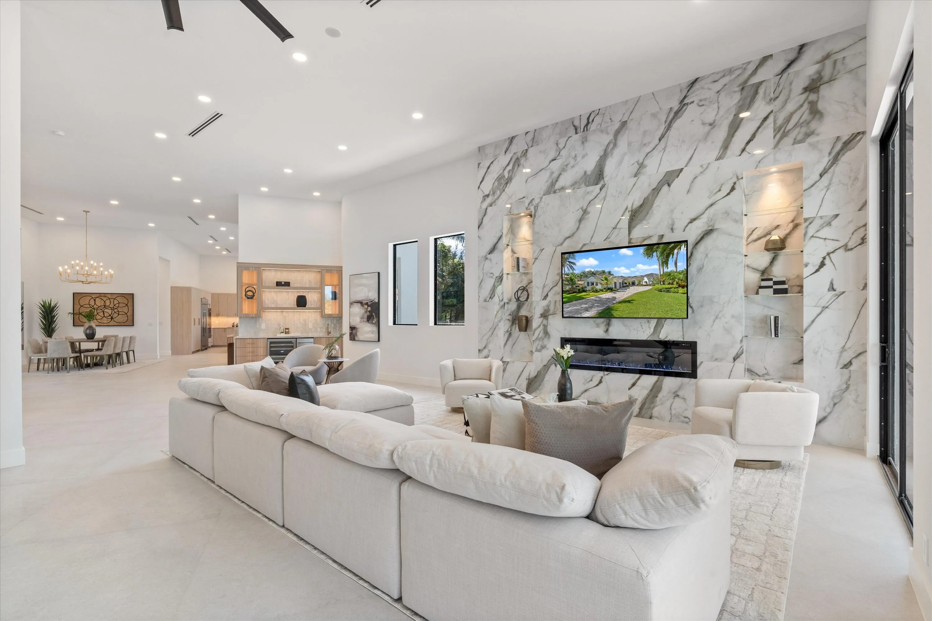 Living room and entertainment center
