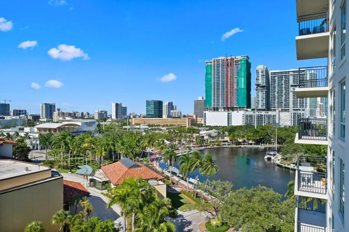 10th-floor view of the New River, Las Olas area & downtown Fort Lauderdale skyline.