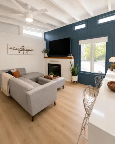 TV Room with Working Fireplace