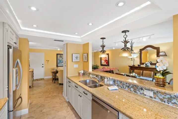Open kitchen with task and ambient lighting