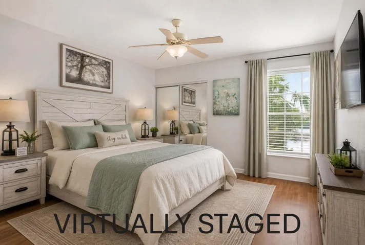 Spacious primary suite with 2 c;losets