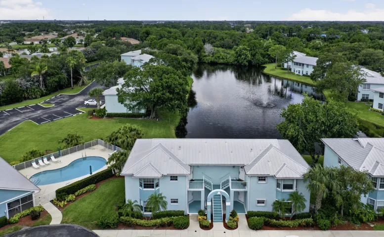 Ariel view of this lovely location on the water and close to the pool!!