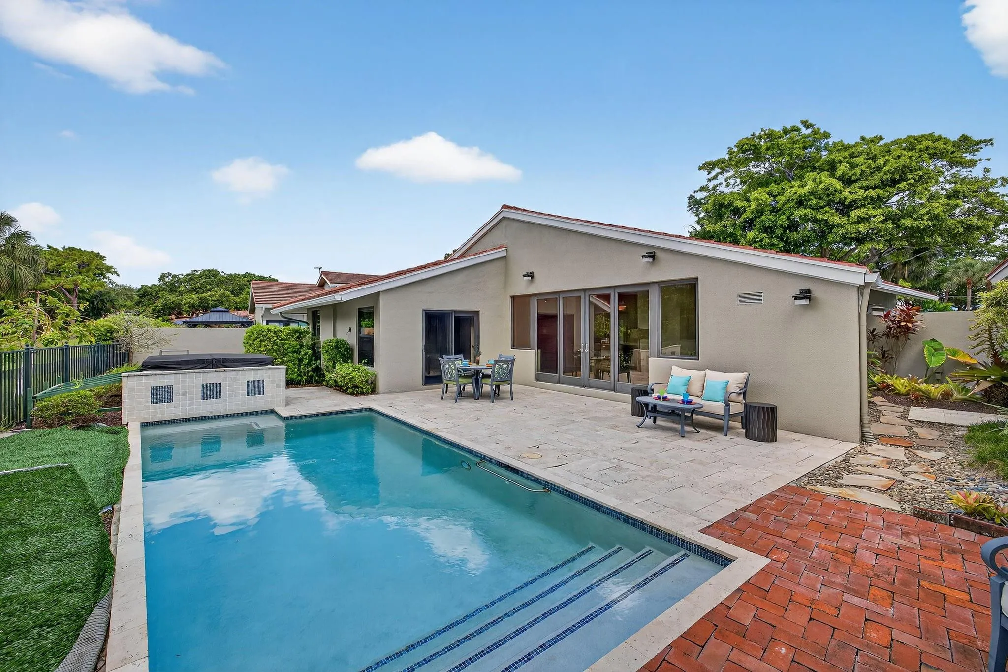 Pool, spa and large patio deck.