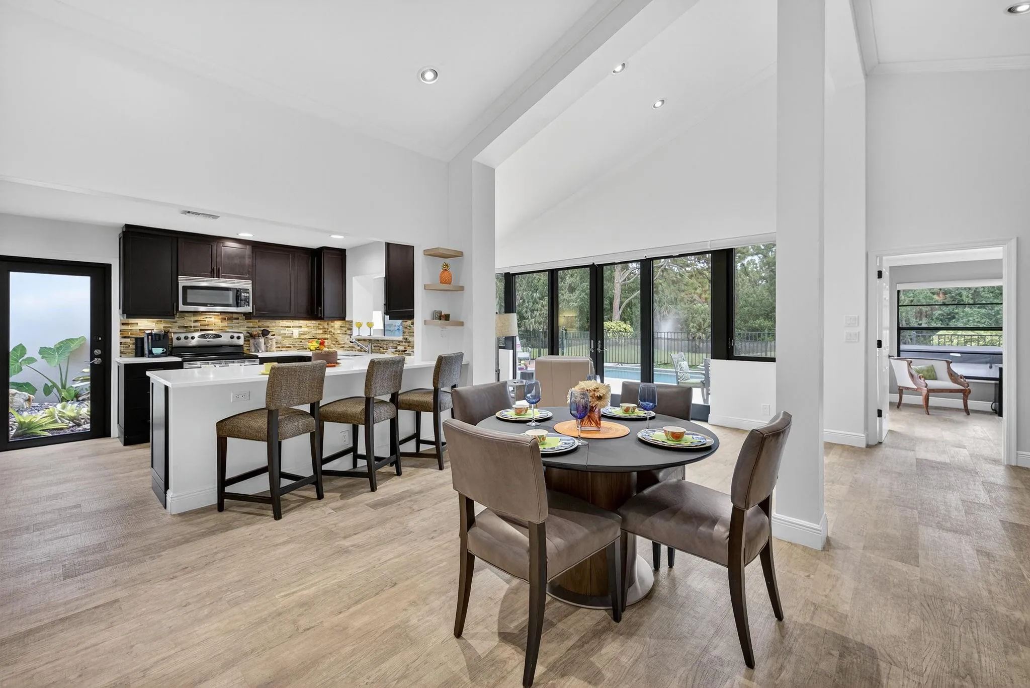 Wide open floor plan with consistent flooring throughout.