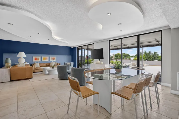 clubhouse room overlooking pool