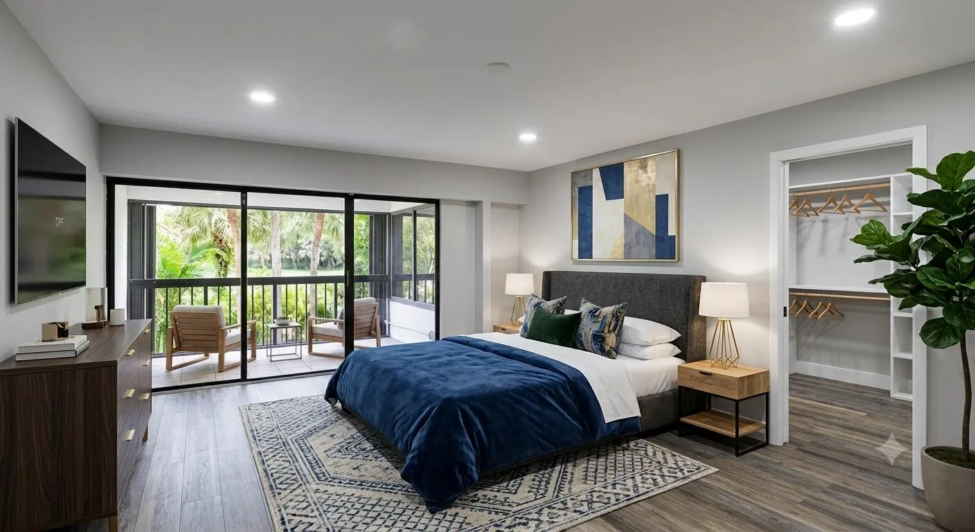 Primary Bedroom - staged