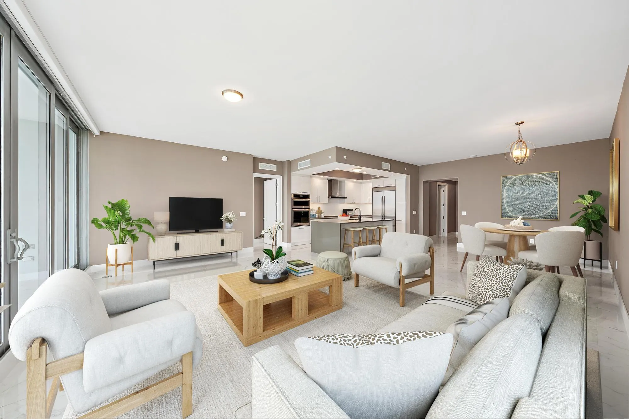 Virtually Staged Living/Dining/Kitchen