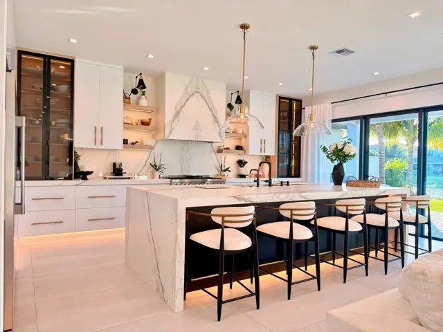 This premium kitchen, was completely removed then recreated with Italian porcelain and Designer appliances. It also has storage and way to many out outlets