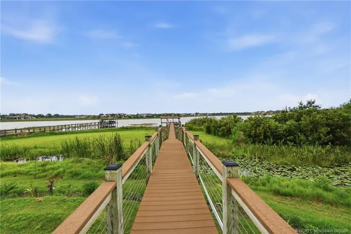 Private dock with solar walkway lighting