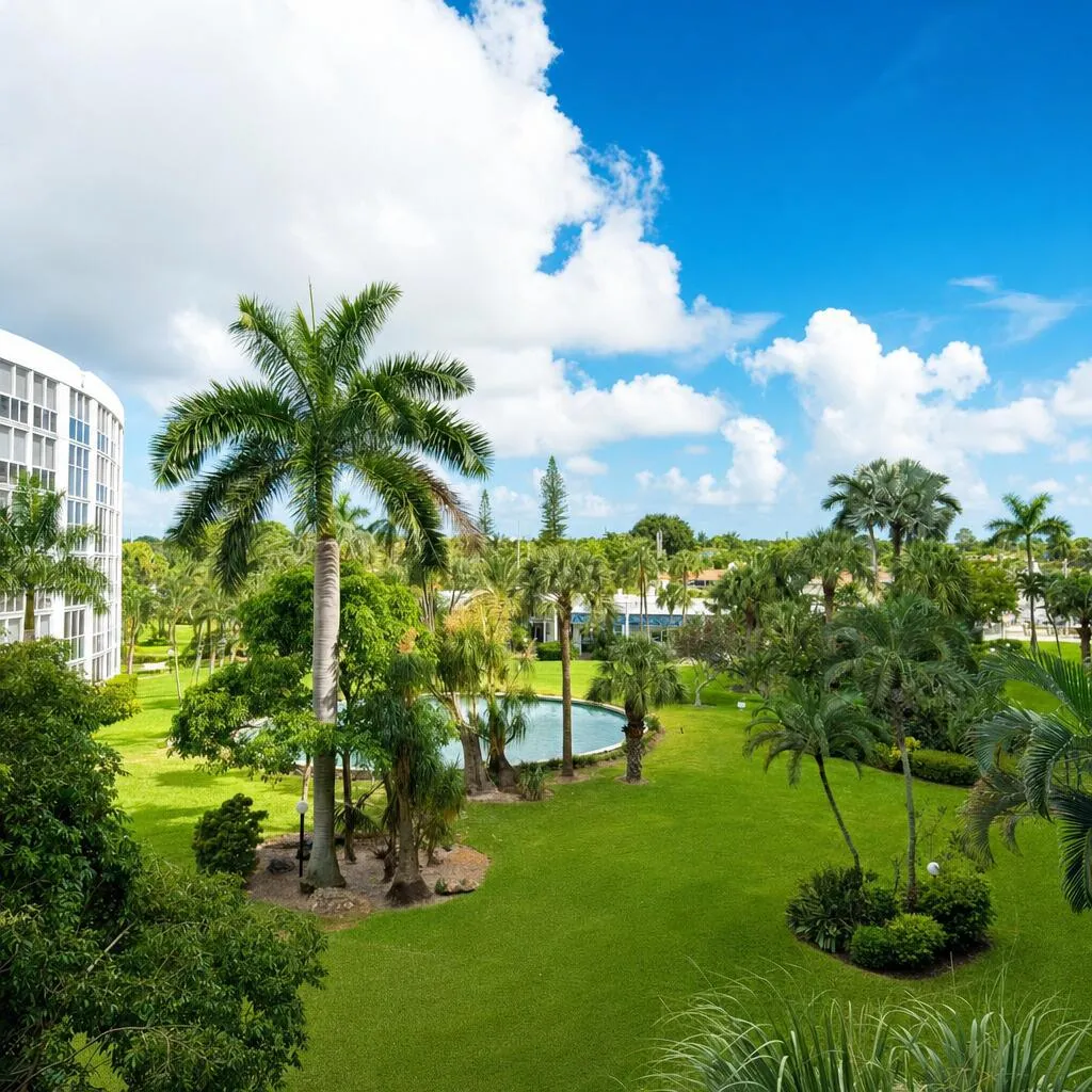 Lush waterfront landscaping