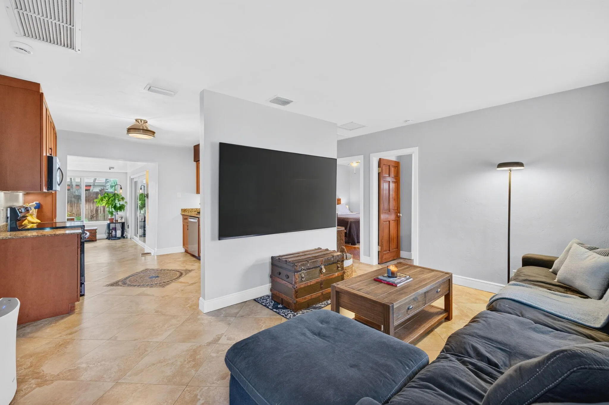 Flat screen TV will be switched out to smaller flat screen and stay.