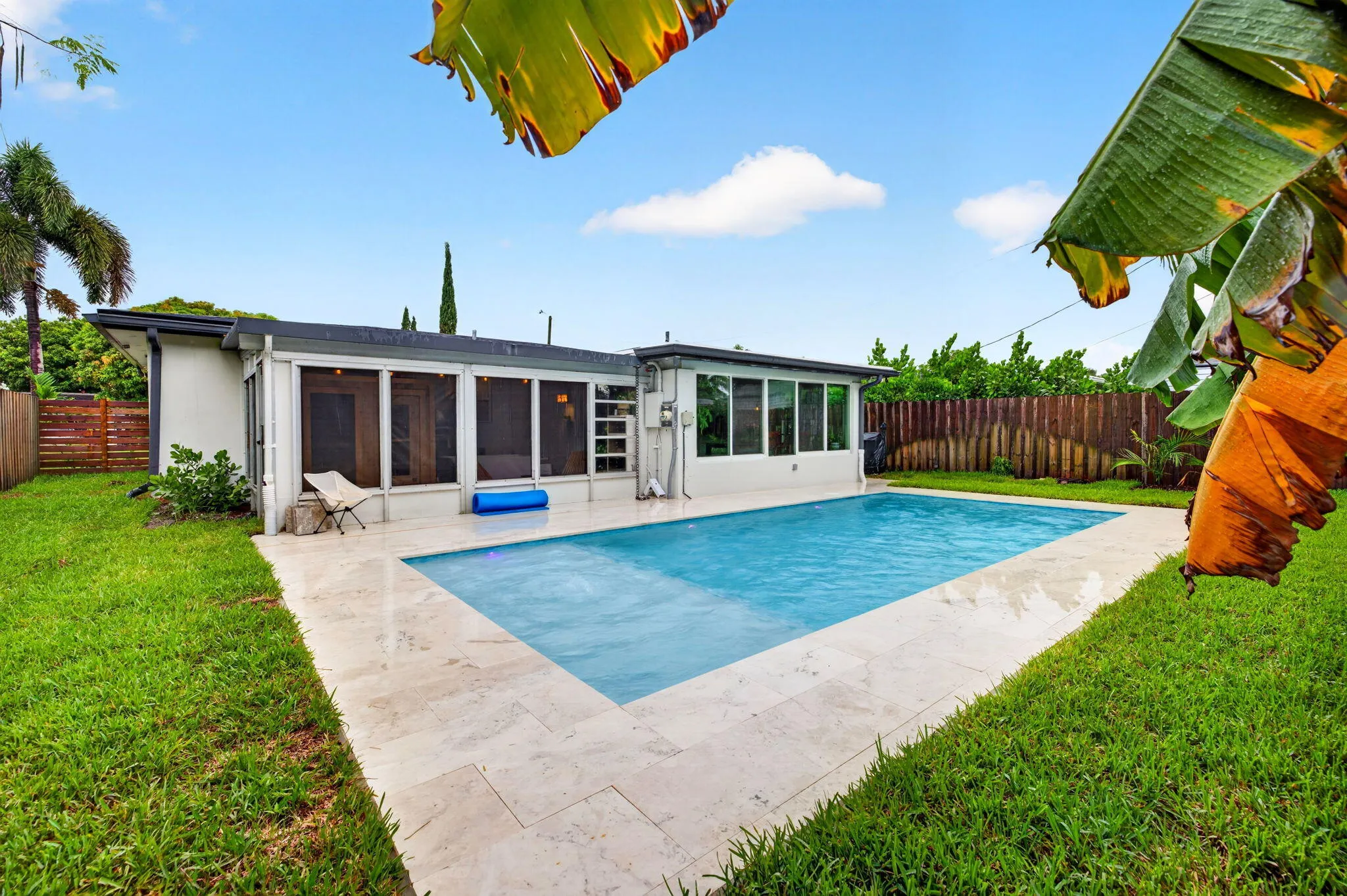 Brand New Saltwater pool with a lounge chaise ledge