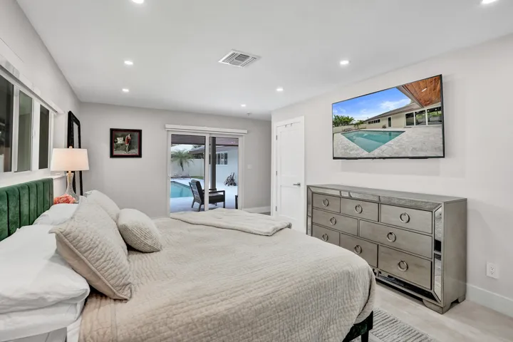 Walk in closet to the left of the dresser