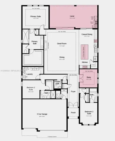 Floor Plan - Additional Highlights Include: tray ceiling package, 4' garage extension, and upgraded appliances
