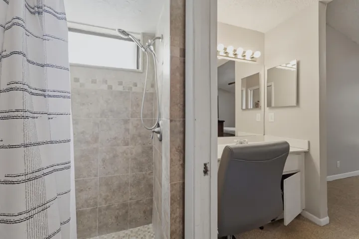 Primary Bath Step-in shower and vanity