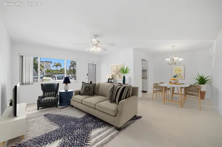 Virtually Staged Living & Dining Area