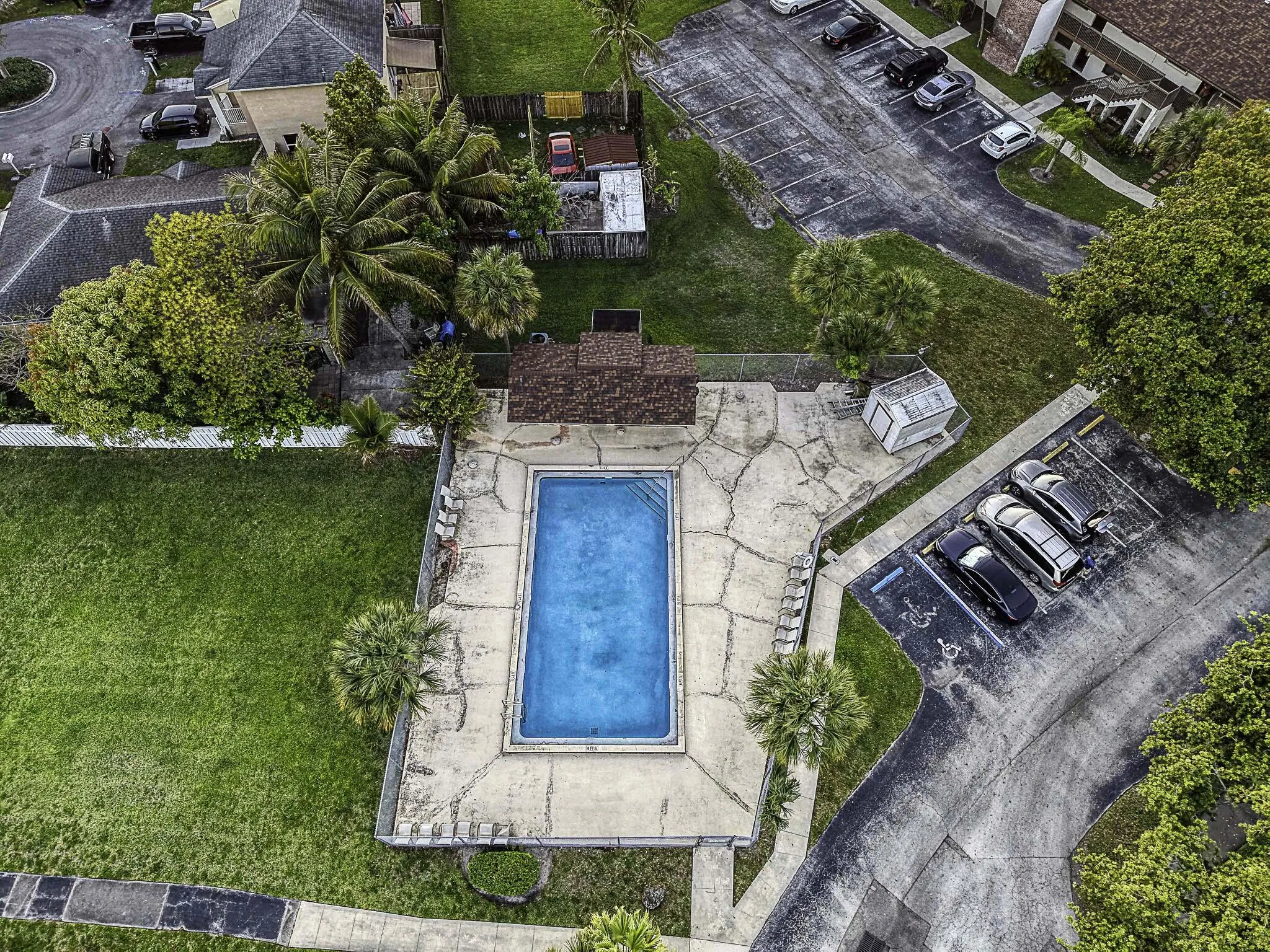 Rectangular swimming pool with a surrounding concrete deck