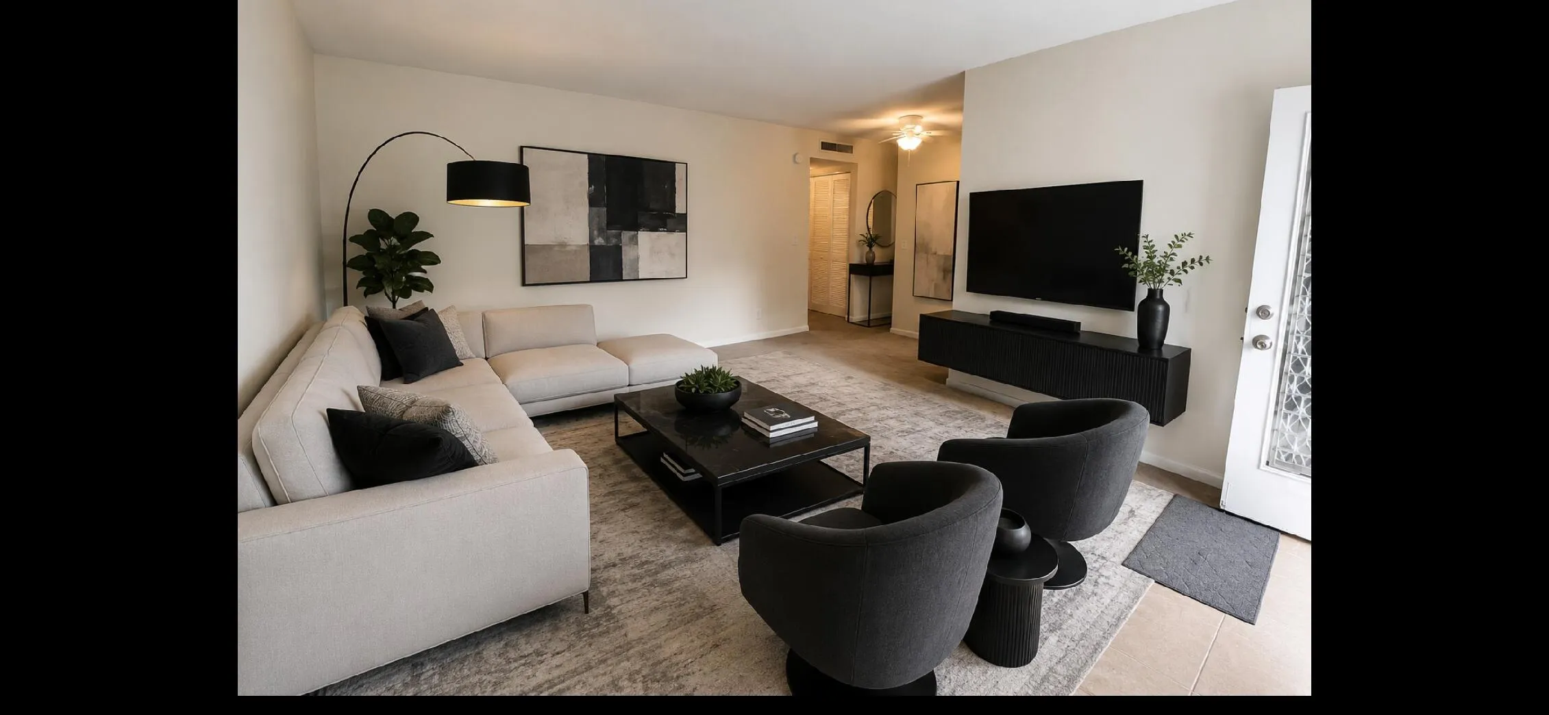 Living room virtually staged
