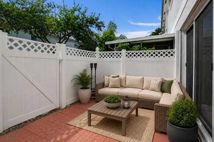 Private patio with access to open green space/yard