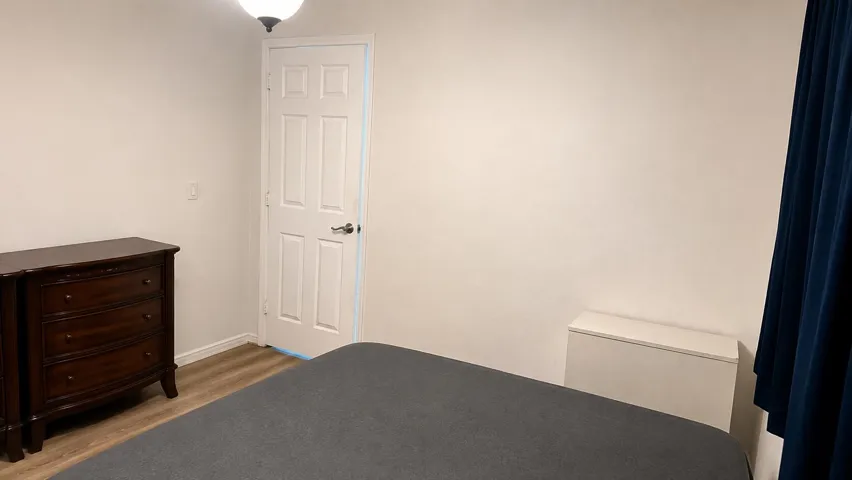 A corner shot showing the entry door