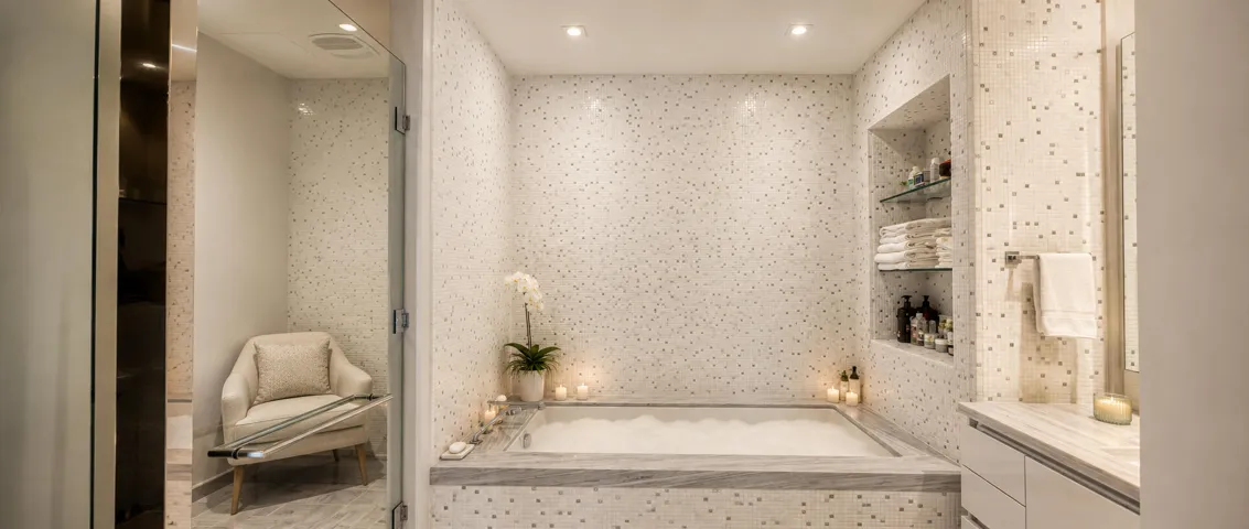Master Spa-like Mosaic Tile Bathroom