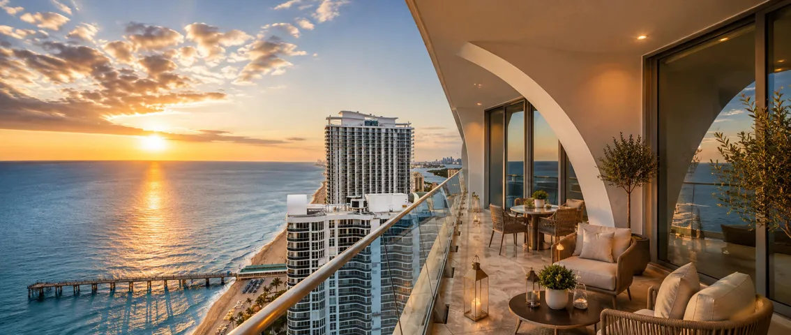 Balcony Sunrise Over the Ocean