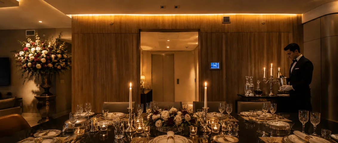 Golden Elegance in a Private Dining Room