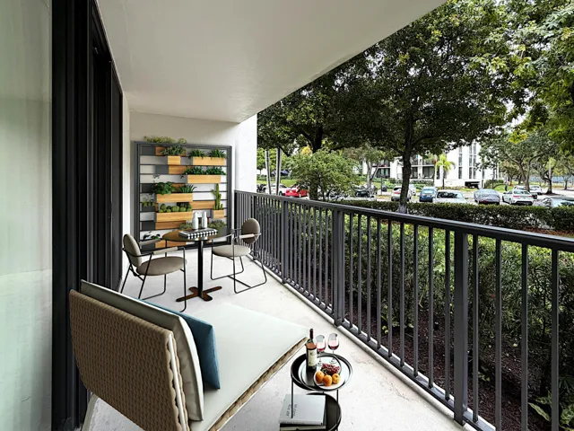 Peaceful covered balcony