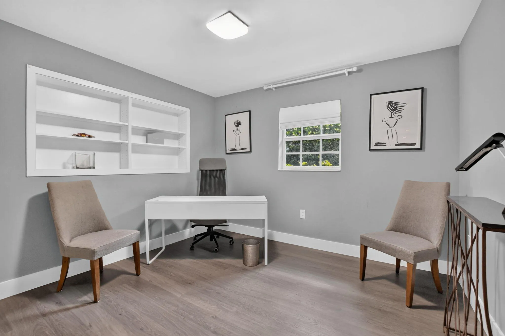 3rd BEDROOM: perfect for a home office too! has a built-in bookcase, overhead lighting