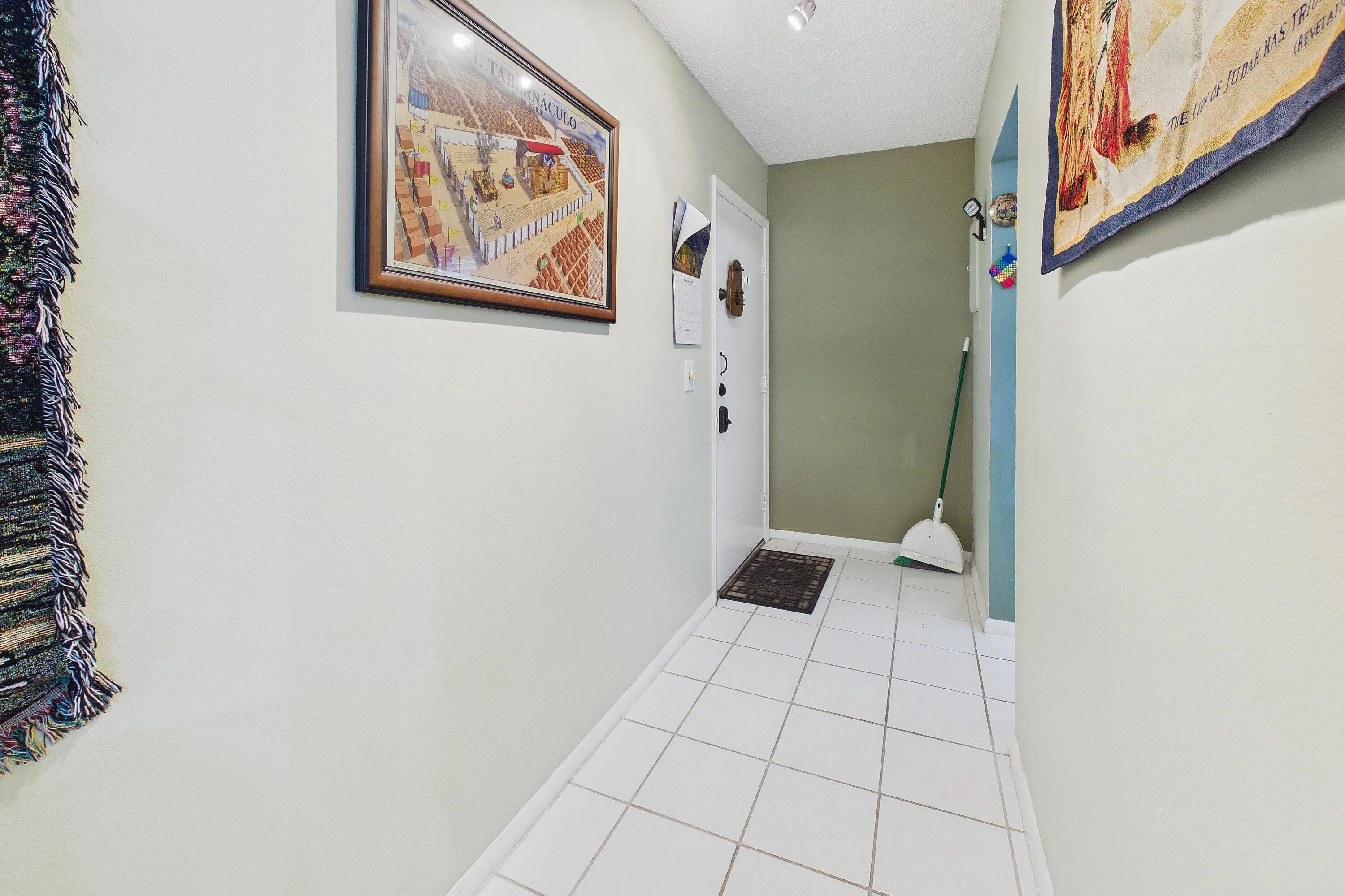 White tiled flooring throughout