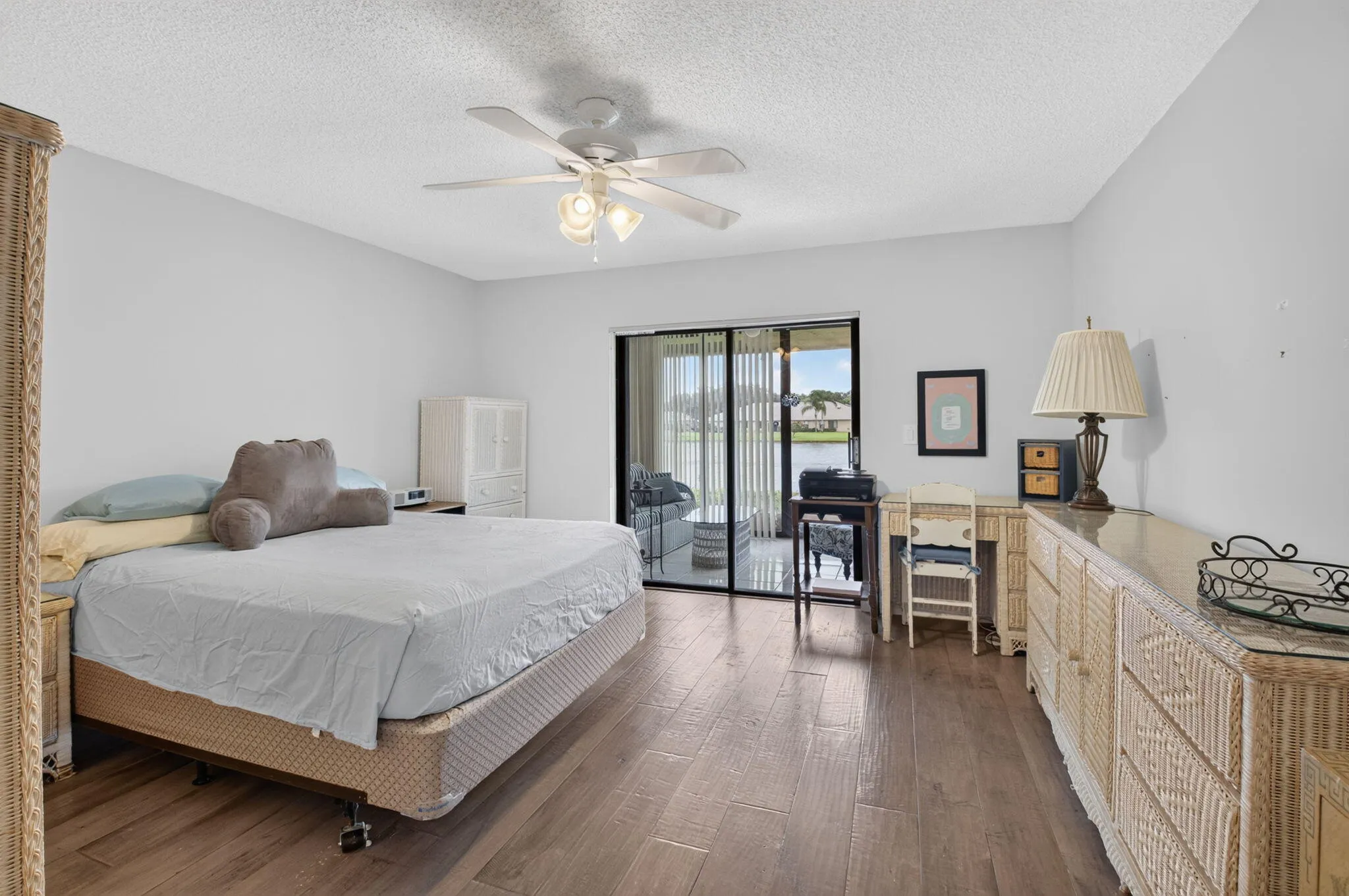 Vinyl flooring with a ceiling fan overhead