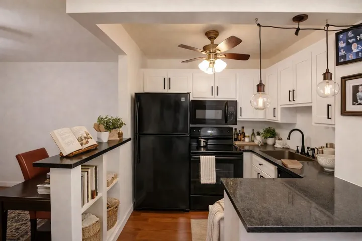 Virtually changed door handles on cabinets