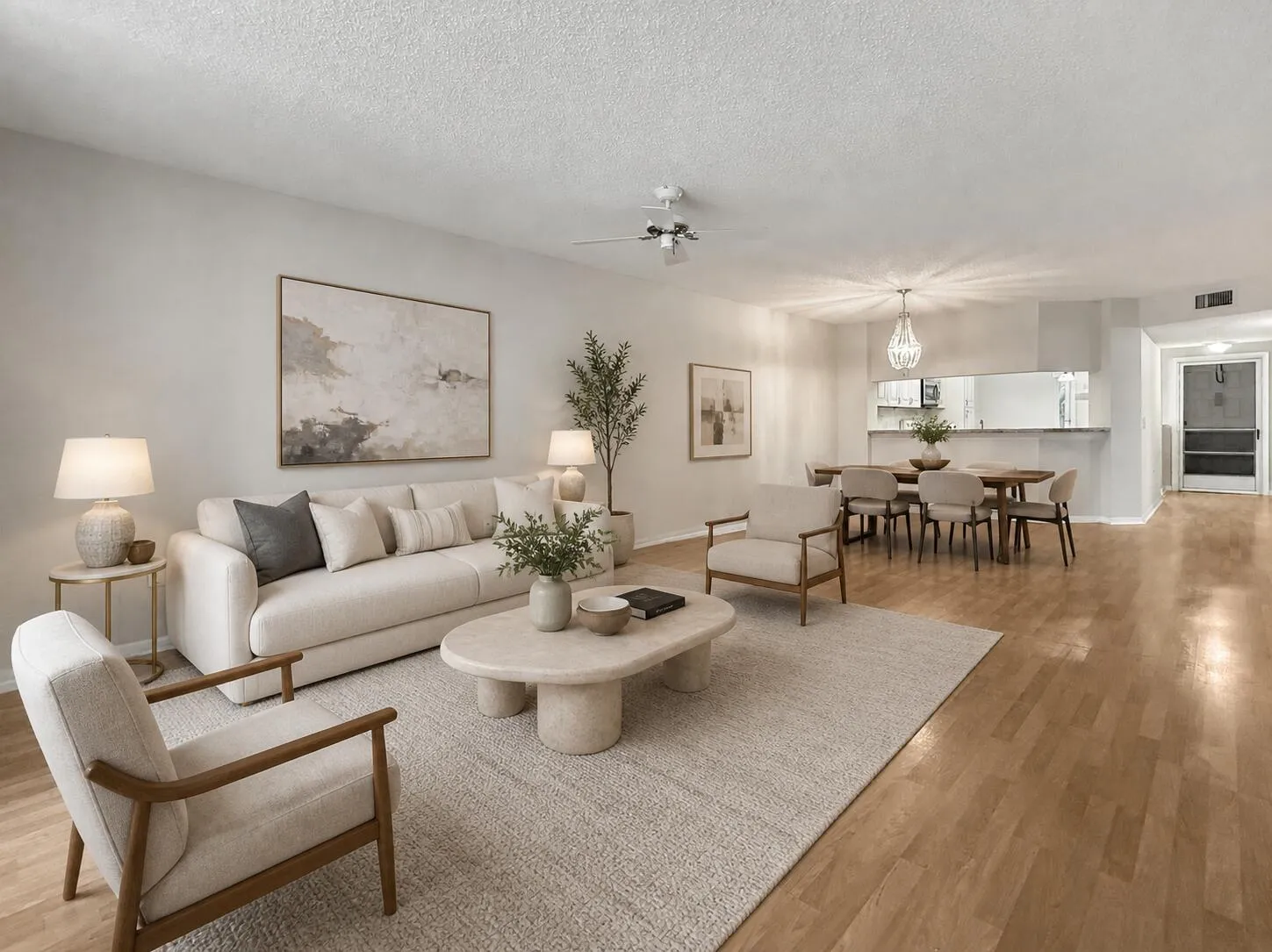 Virtually staged living/dining room