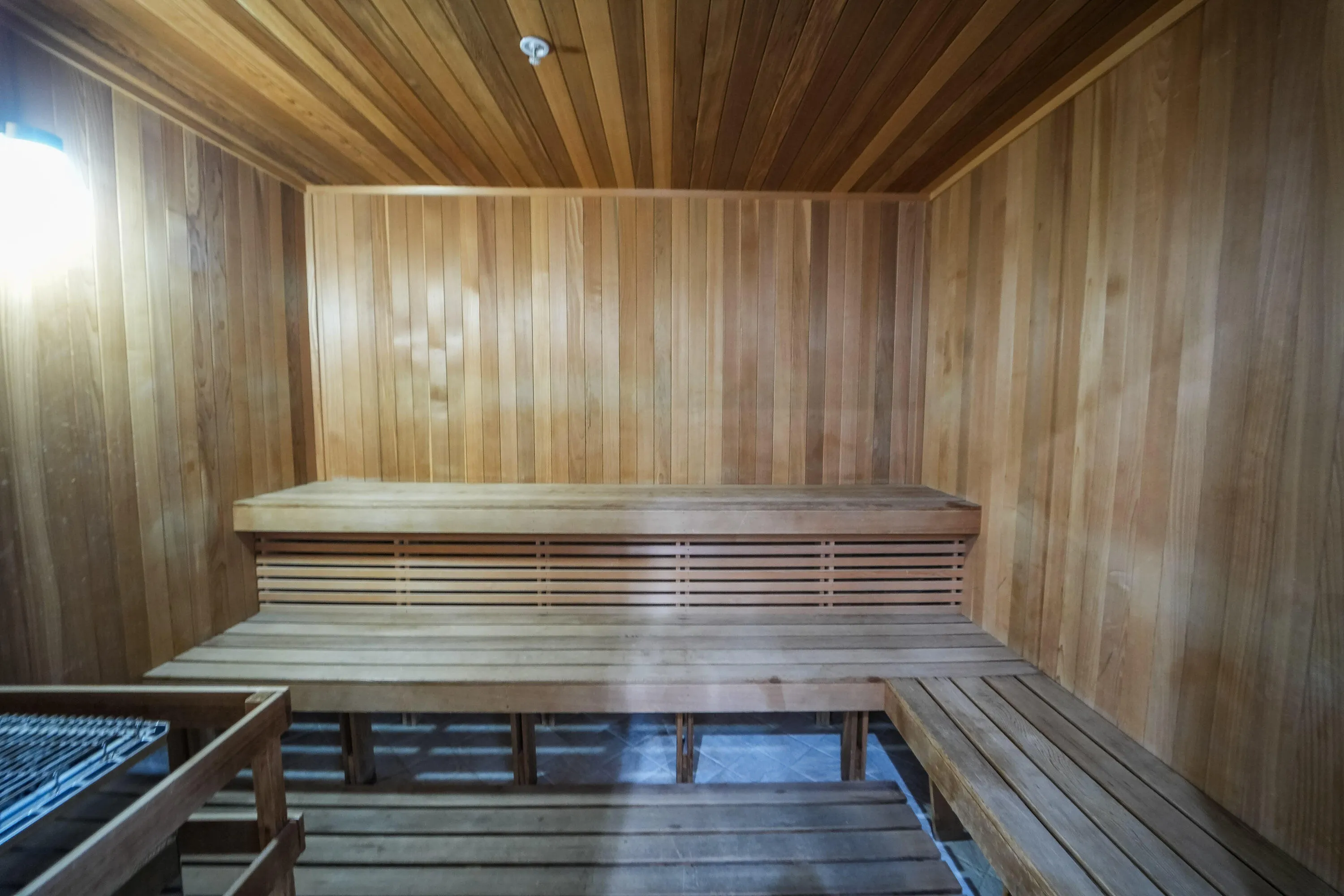 Athletic Club locker-room amenities include sauna and steam-room facilities.