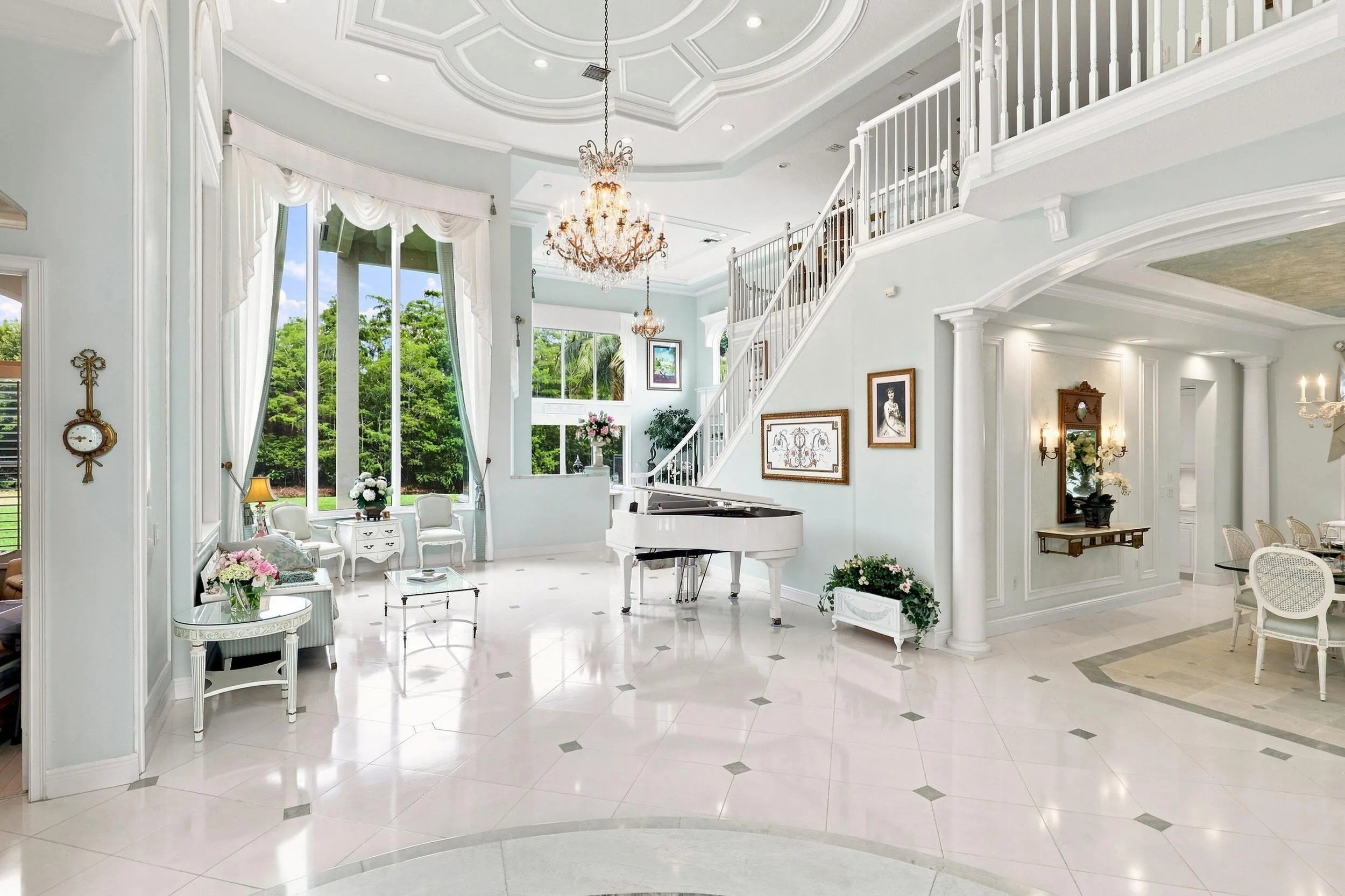 24' ceilings with crown molding and custom painted trims and walls.
