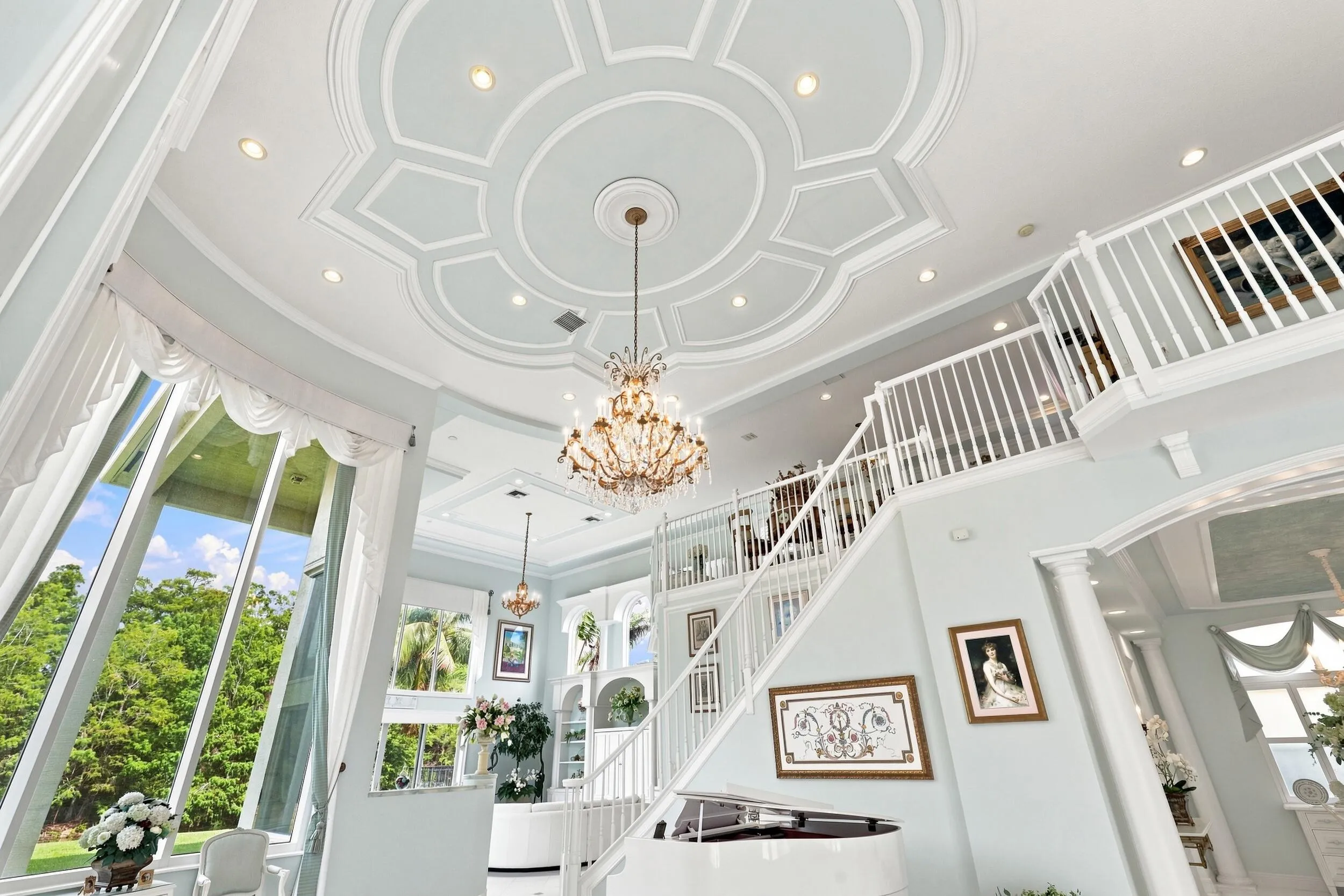 24' ceilings with crown molding and custom painted trims and walls.