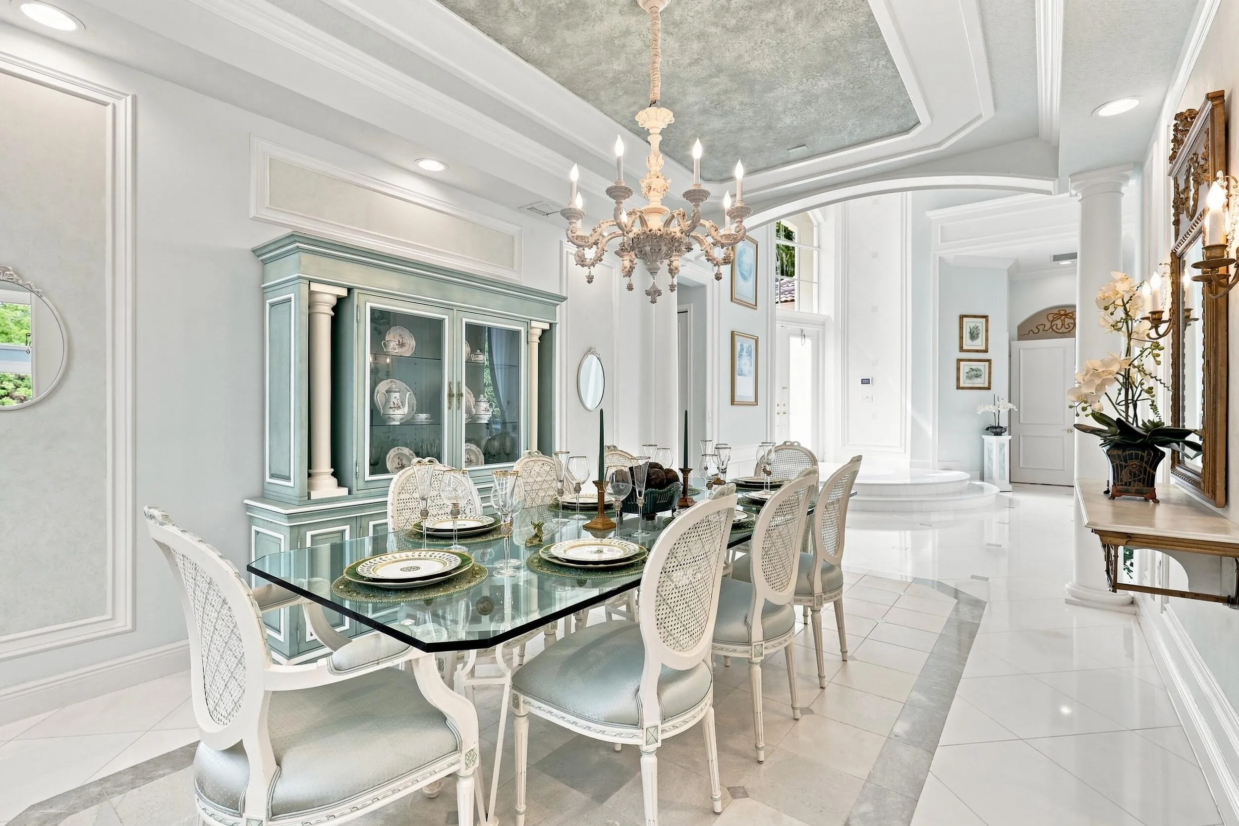 Formal dining room seats 8 comfortably