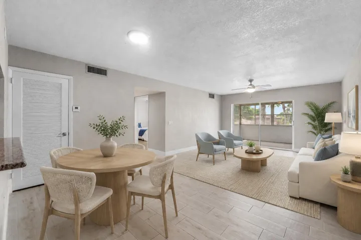 Virtually staged living room/dining room