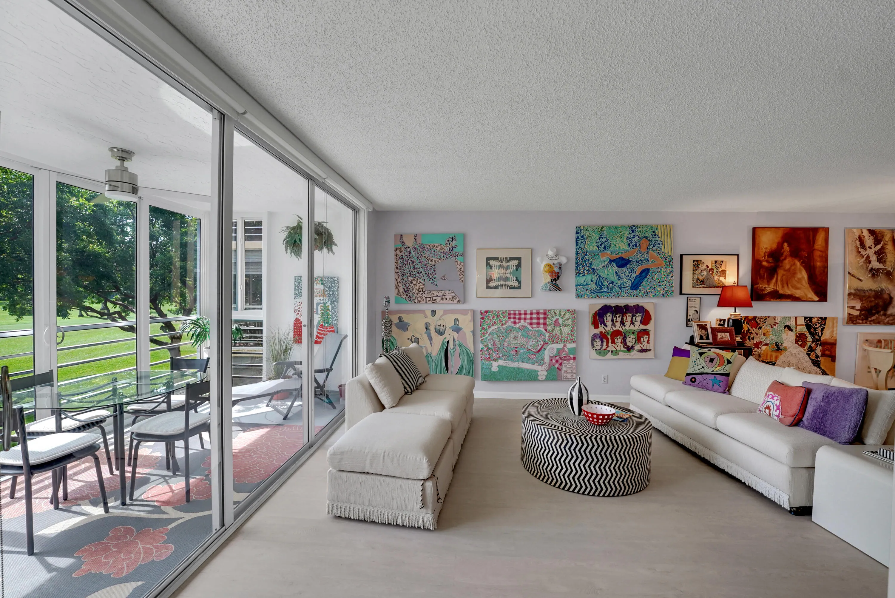 View from den of living room and balcony
