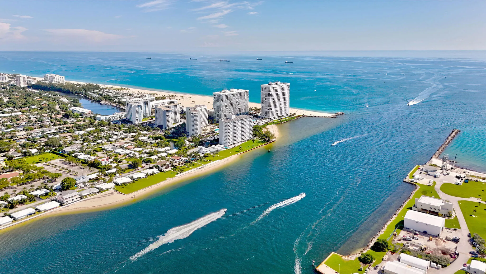 aerial of inlet to ocean