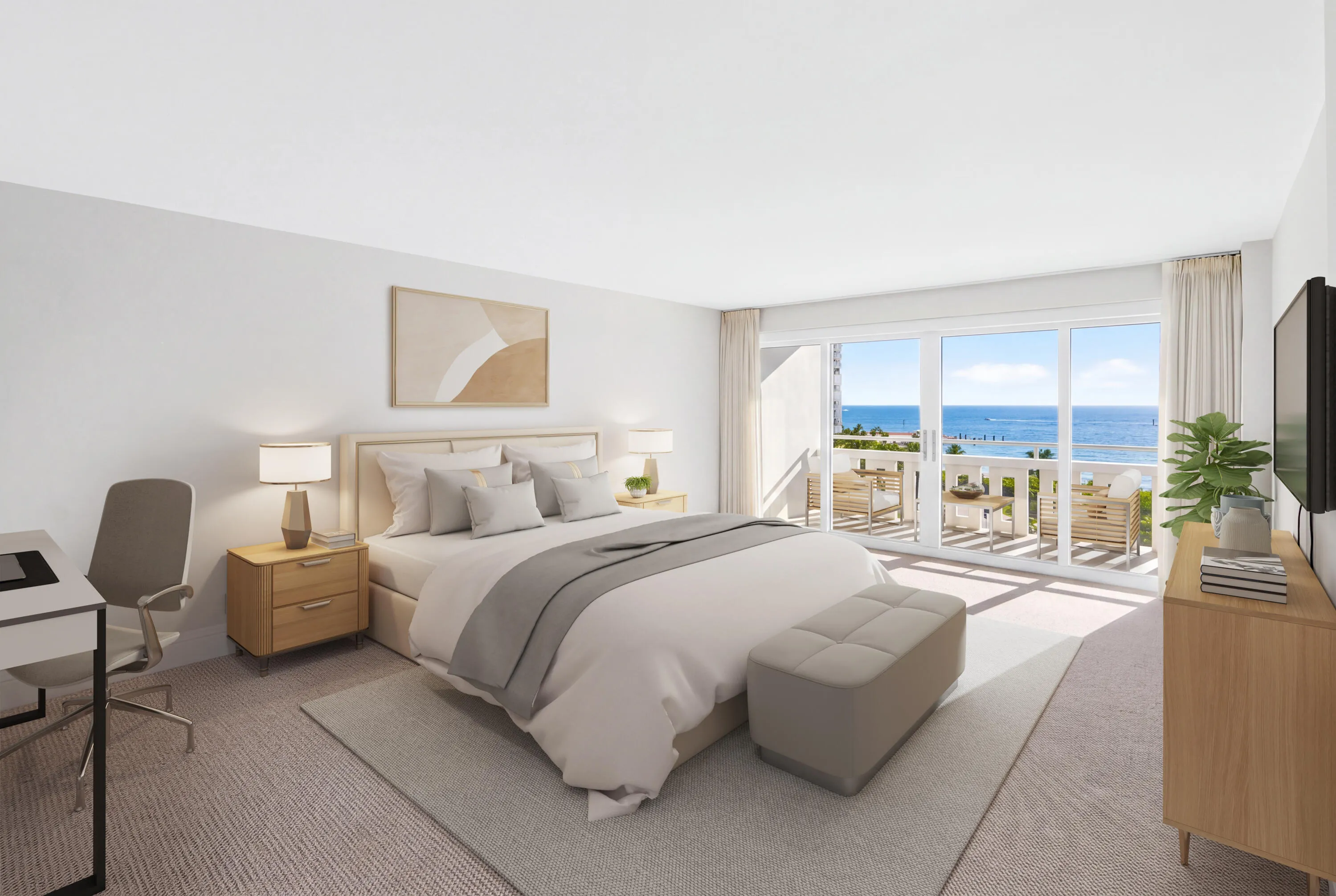 Primary Suite w/Balcony Access & Amazing Ocean Views. Virtually Staged