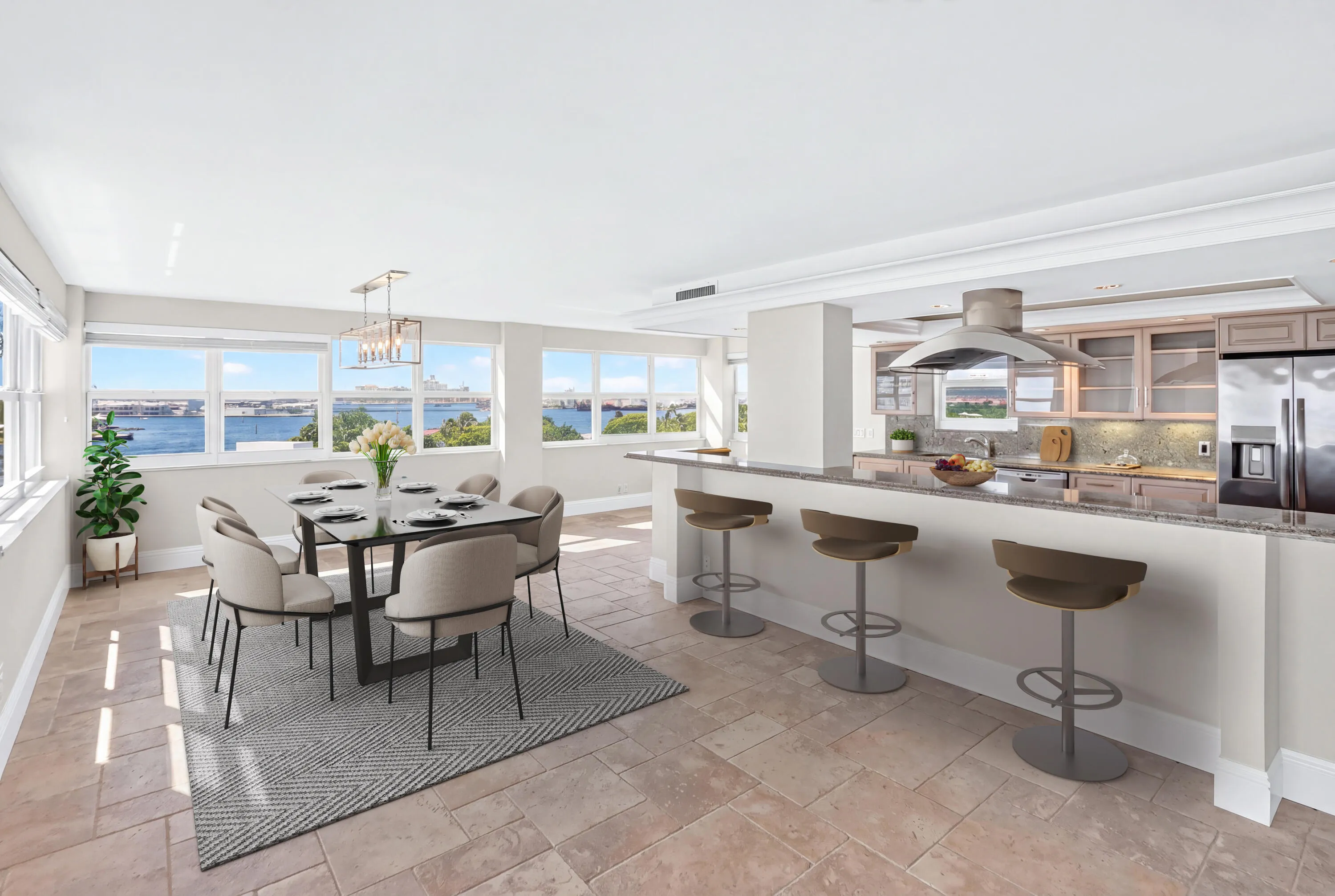 Open concept Kitchen w/lots of natural light & Ocean Views.