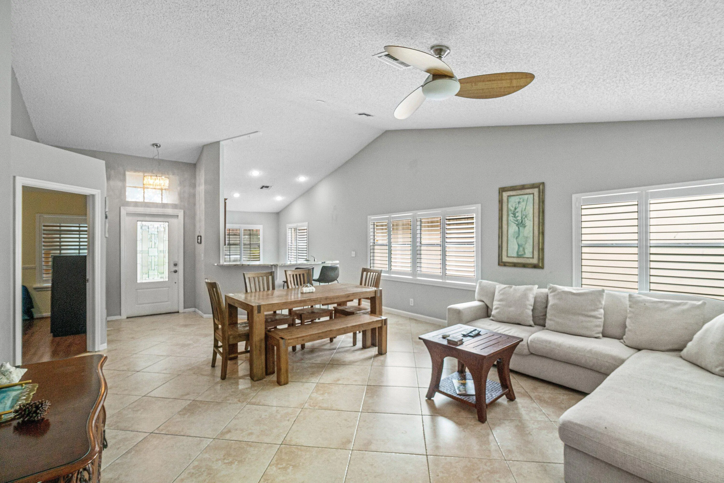 tile flooring, open-floorplan