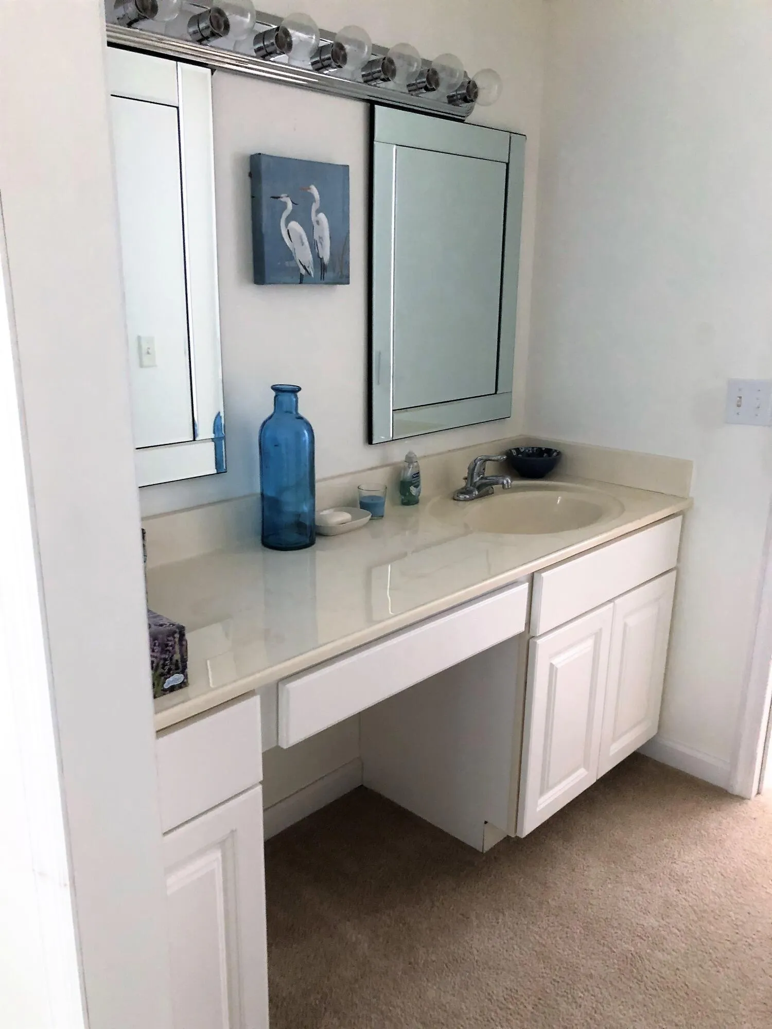 Separate vanity area.